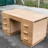 Bureau administratif extensible rénové en chêne du XIXème 130cm