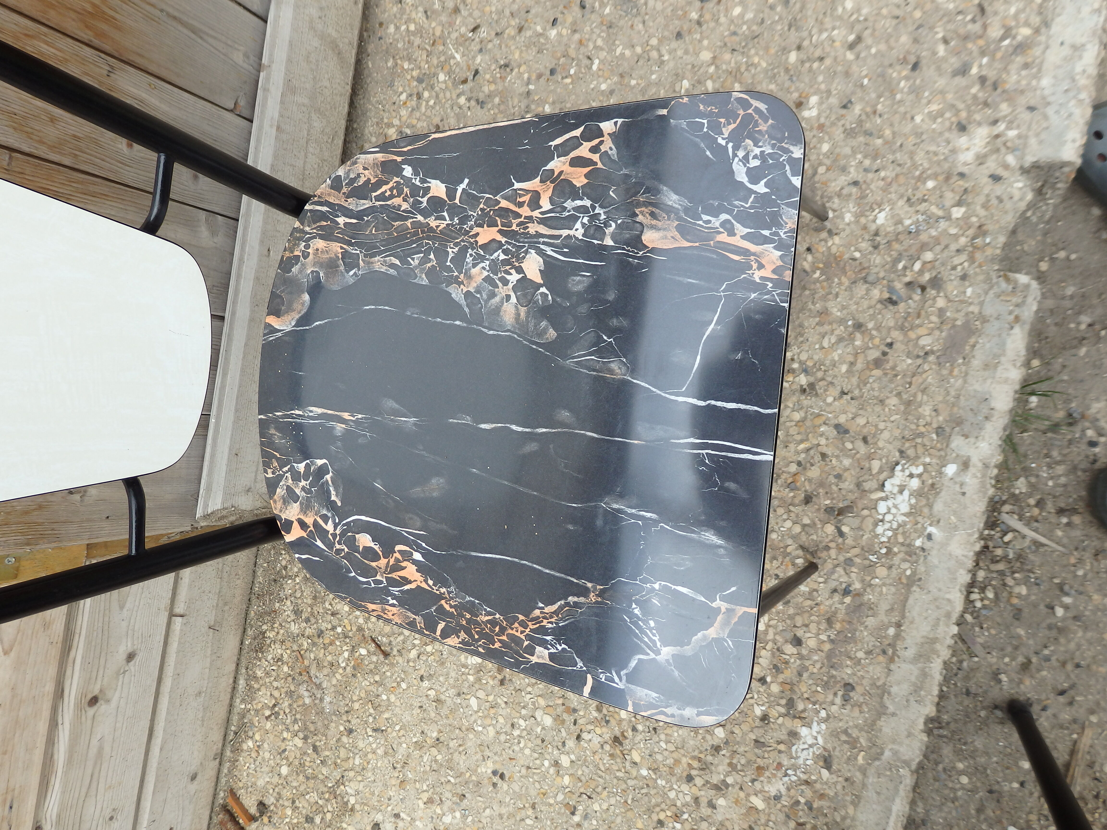 Set table and 4 chairs formica marbled black kitchen