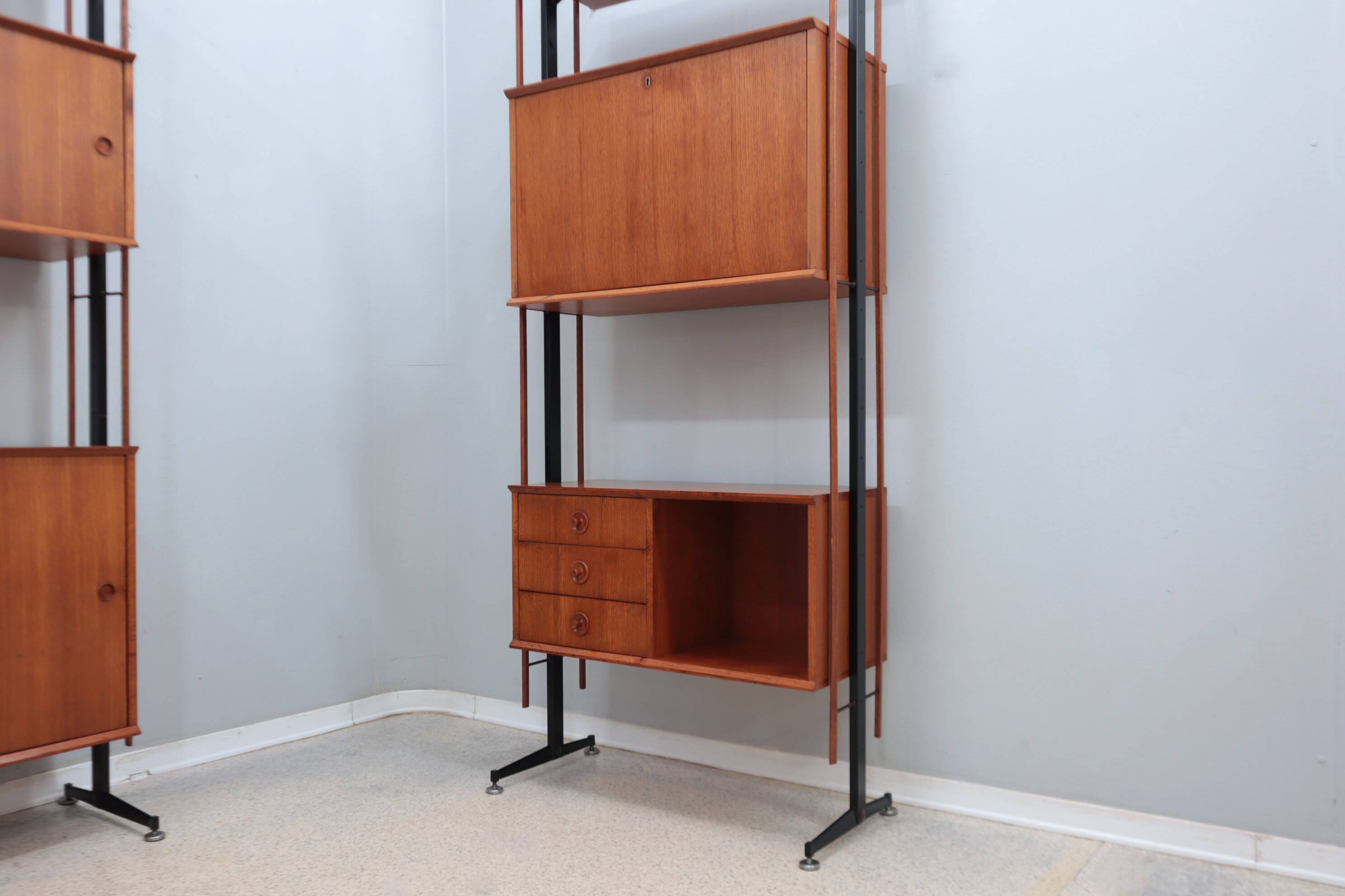 Mid century modular blonde teak bookcase 1960s
