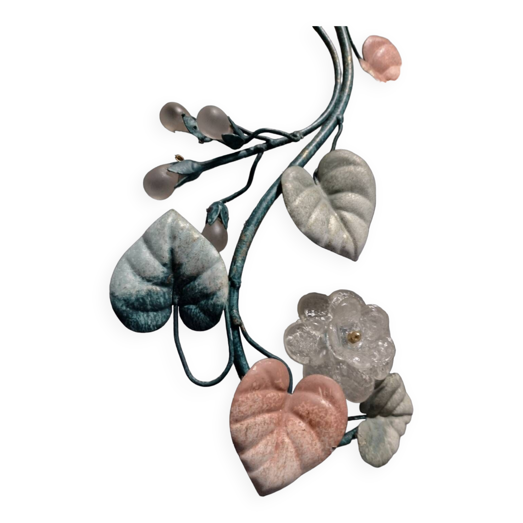 Murano glass and metal floral chandelier