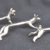 Silver metal knife holder set animals