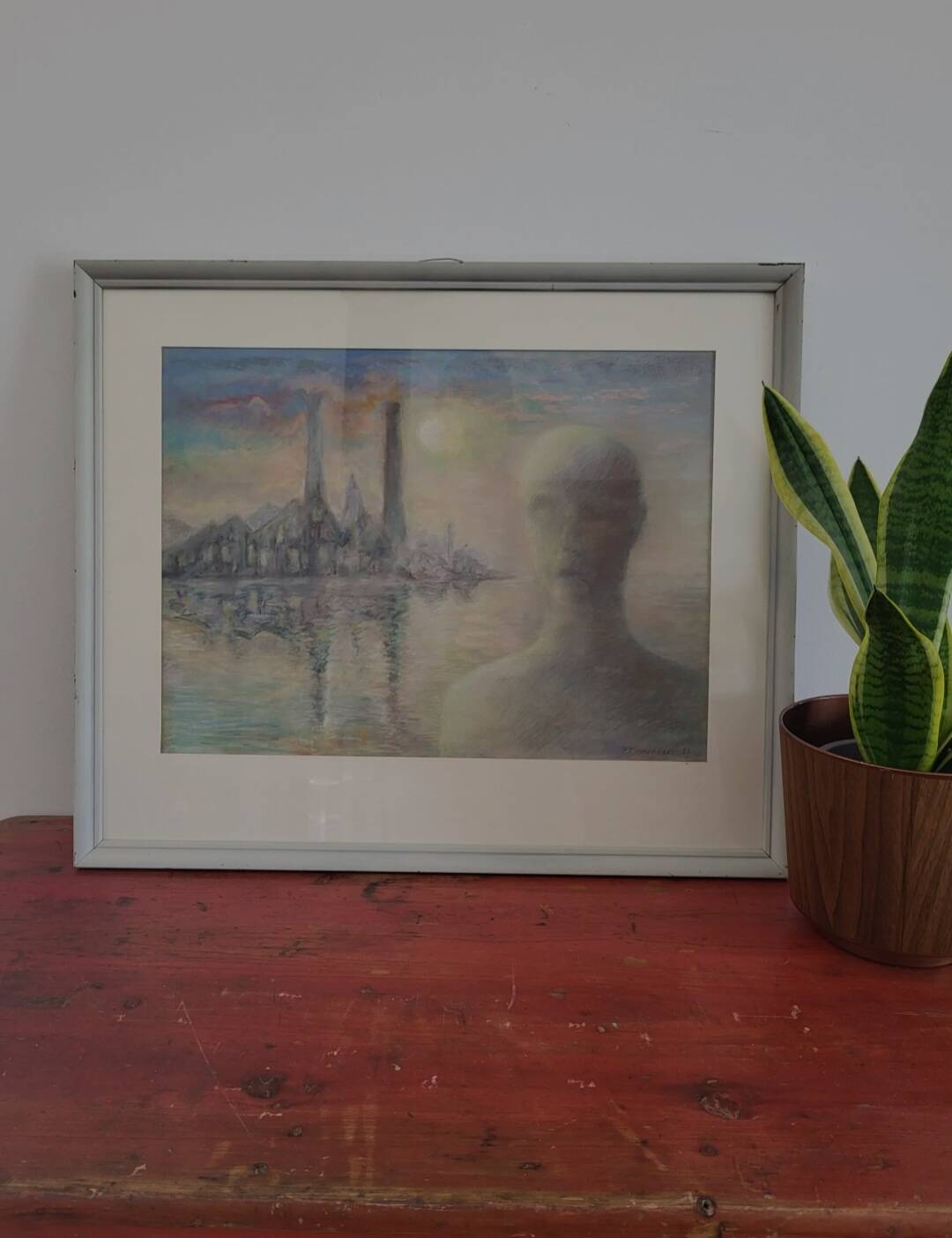 Pastel tekening, titel de Bewustwording, kunstenaar P. Timmermans, Belgium