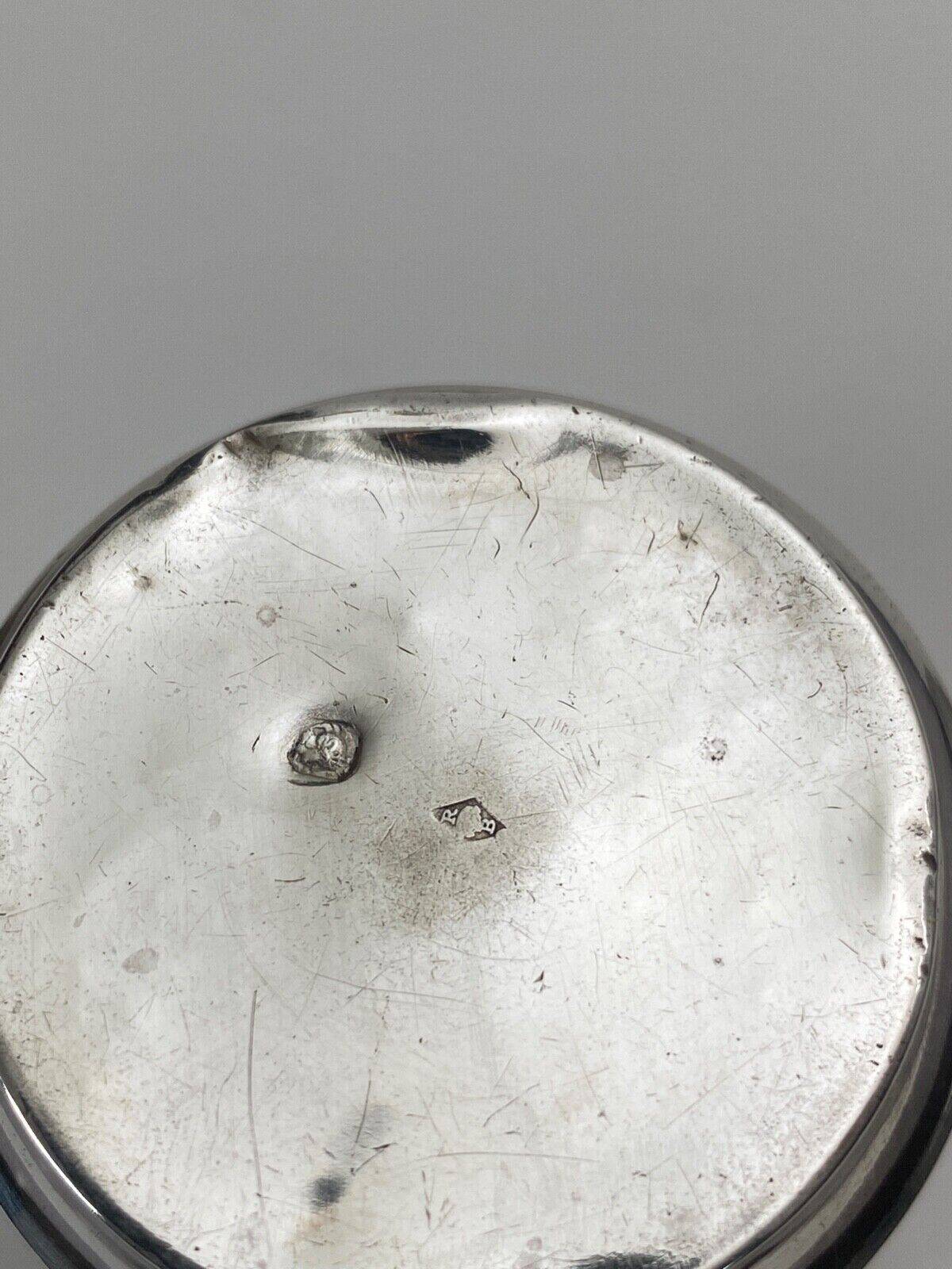 Silver timpani hallmarks Minerva goldsmith RB engraving floral decoration 40 grams