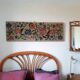 1970s wall tapestry with large multicoloured flowers