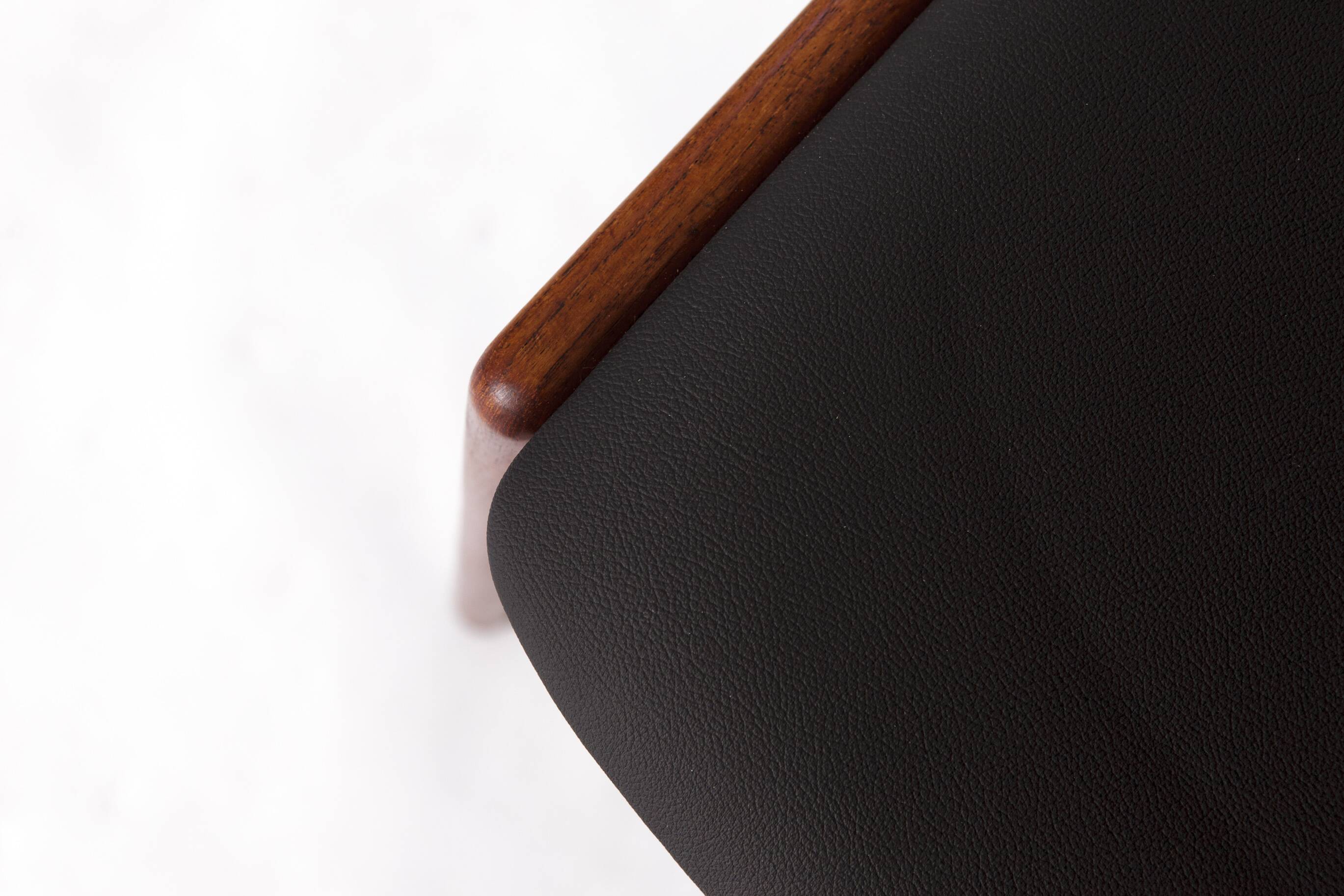 Chaise de salle à manger vintage DUX « Ribbon Back » | Design suédois des années 1960 | Teck et skaï