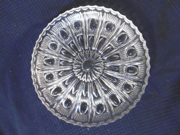 Plat coupe en verre presse moule art nouveau art deco 1900 ancien