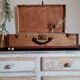 Old wooden and leather trunk