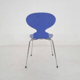 Arne Jacobsen for Fritz Hansen ultramarine (L15) wooden "Ant" chair, Denmar