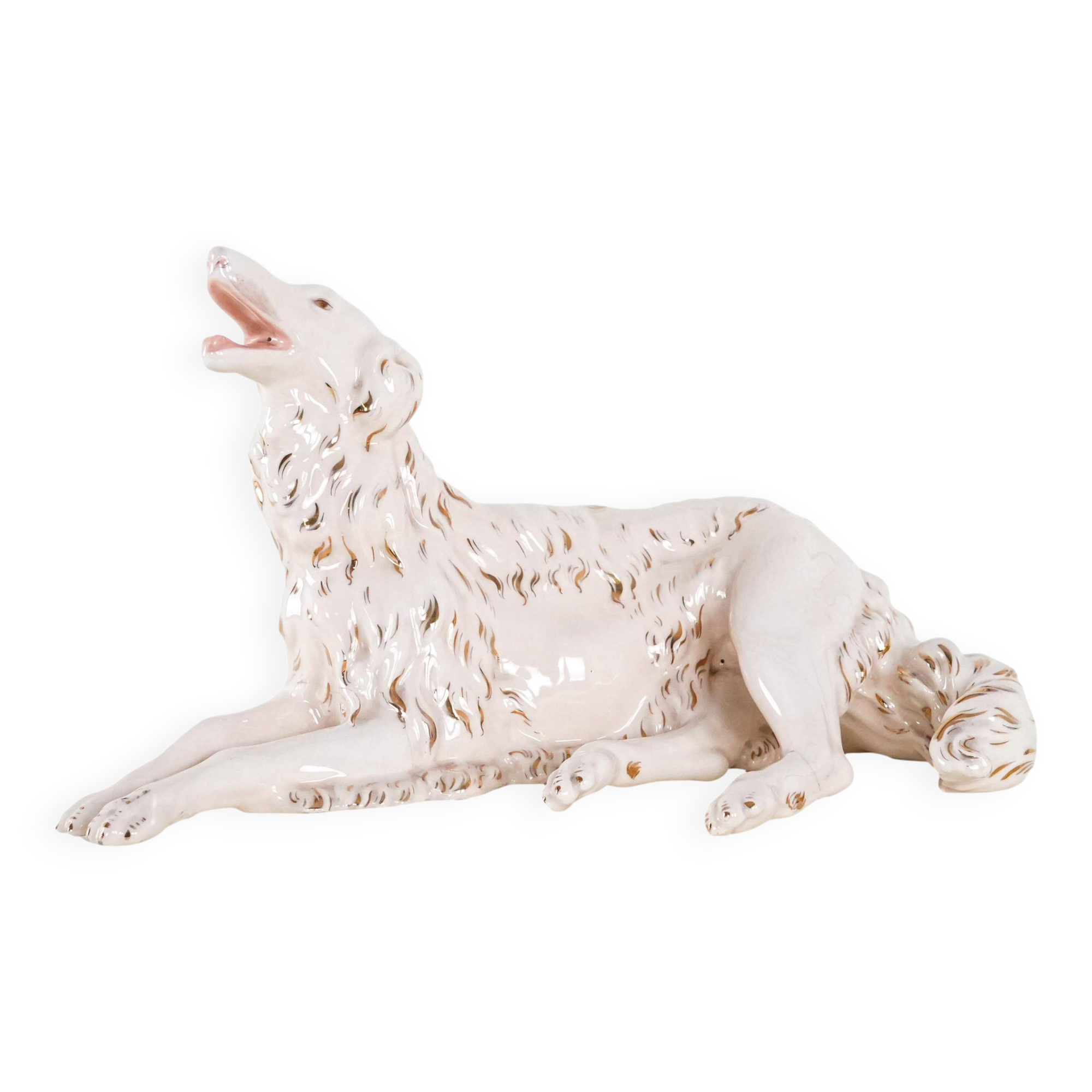 Porcelain figurine of a Borzoi dog, 1960s, made in Europe