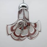 AVMazzega Mid-Century Modern Italian Murano Glass and Steel Pendant, 1970s