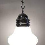 Vintage opaline & chrome bulb chandelier 1960s