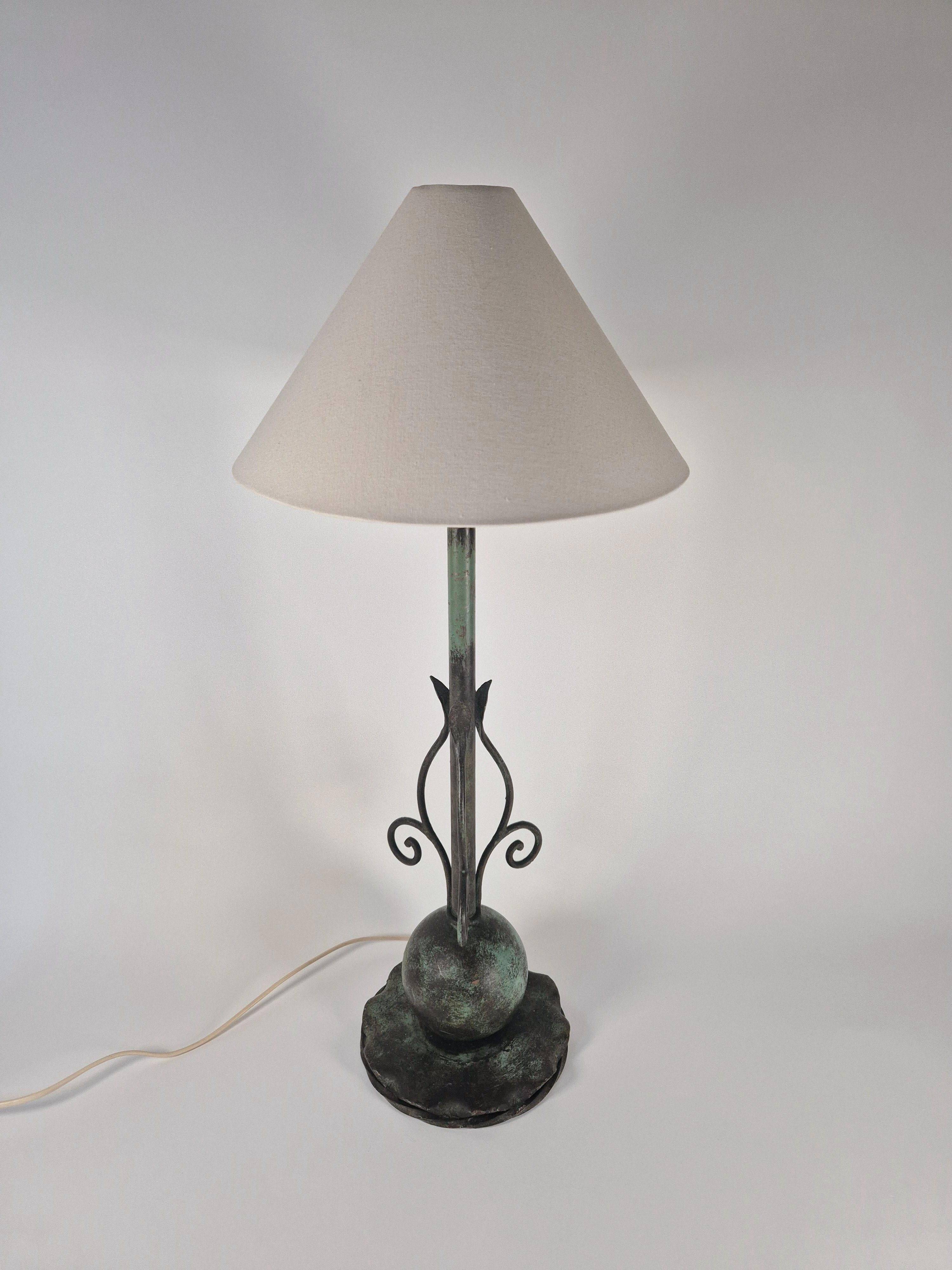 Decorative Patinated Bronze Table Lamp, Danish Grace / Scandinavian Modern