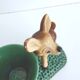 Old empty inkwell ceramic fawn pocket