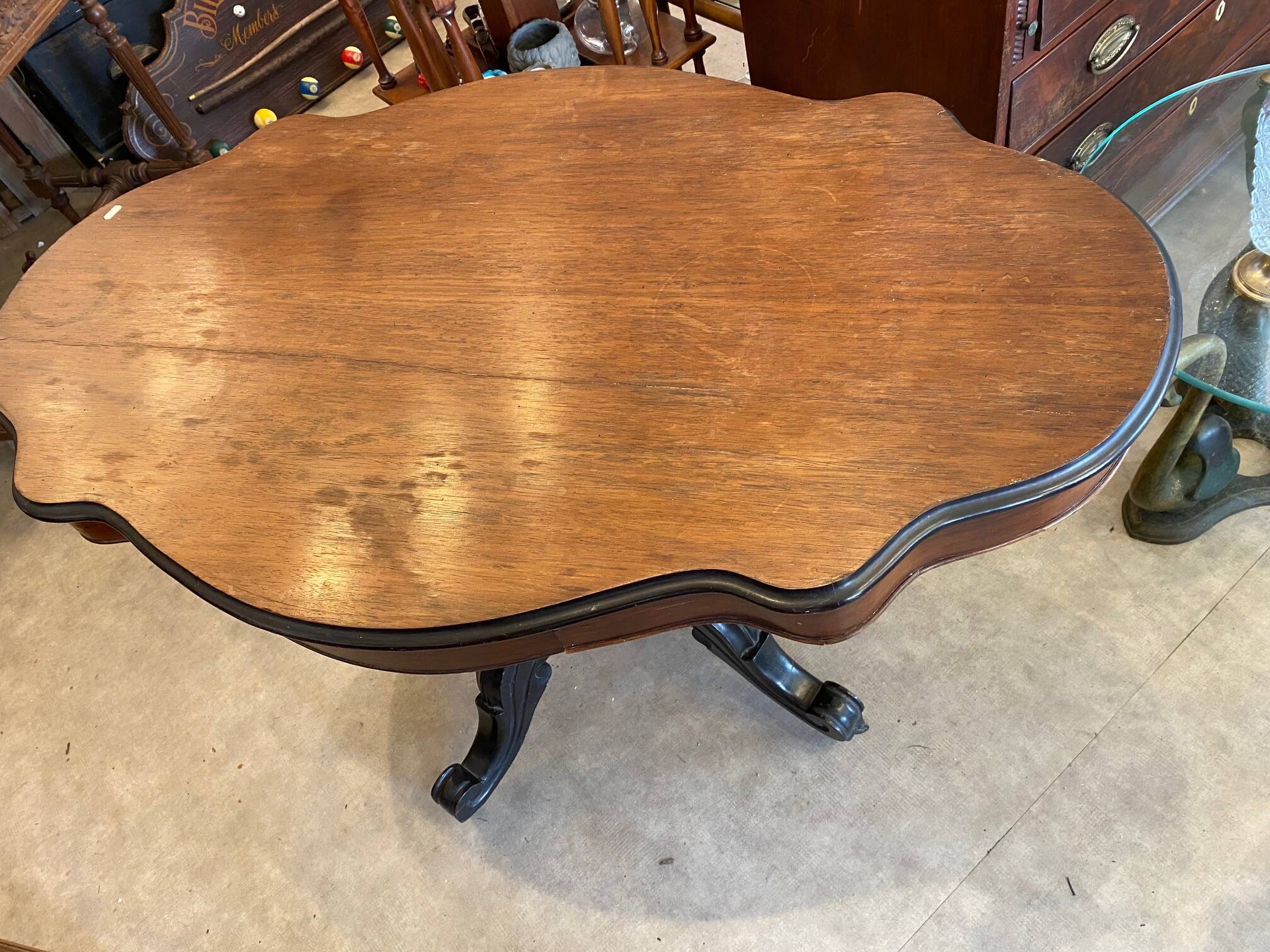 napoleon iii violin table mahogany top with drawers legs with castors