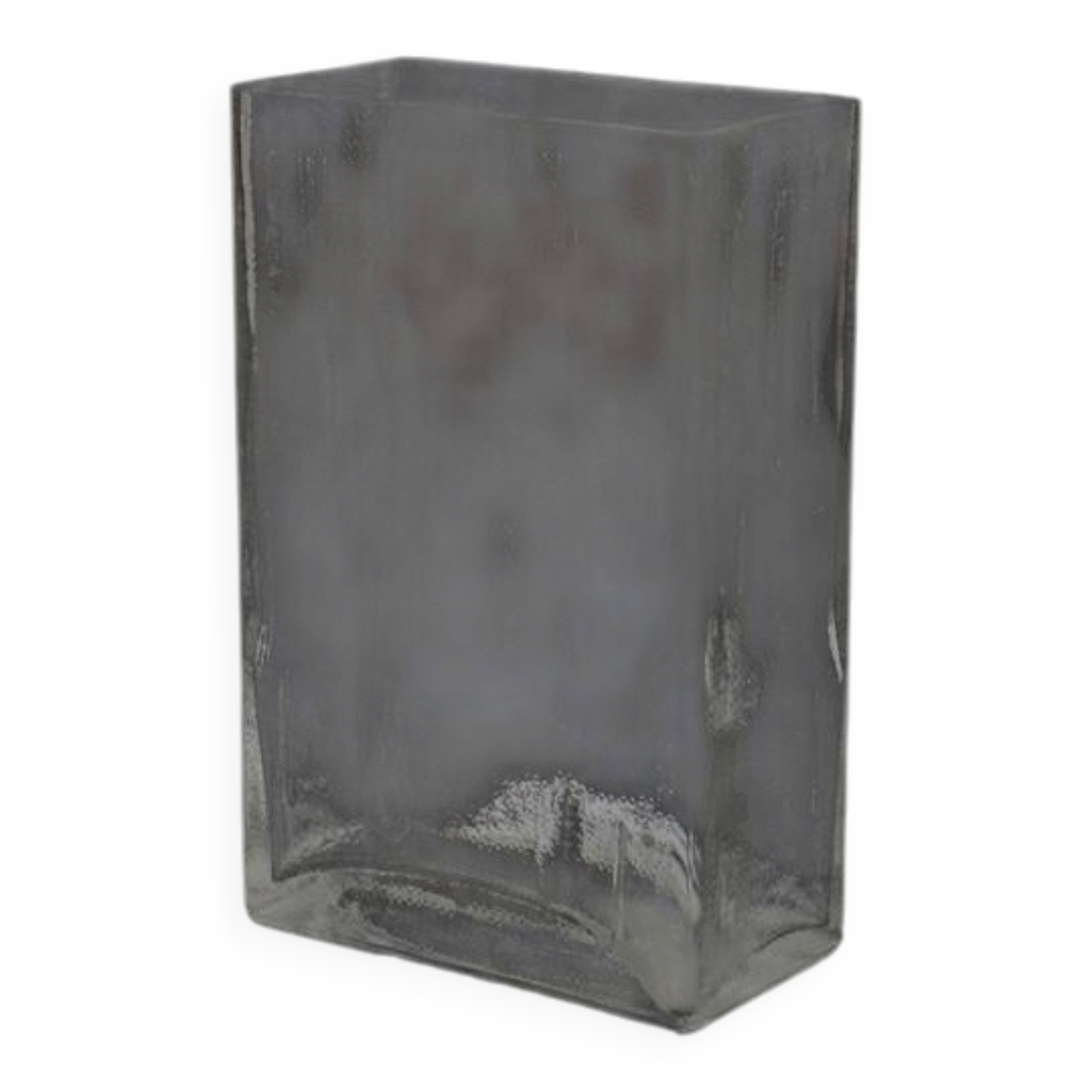 Rectangular Riihimäen Lasi glass vase / mid-century modern / Finnish design / attributed to Helena Tynell / 1970s