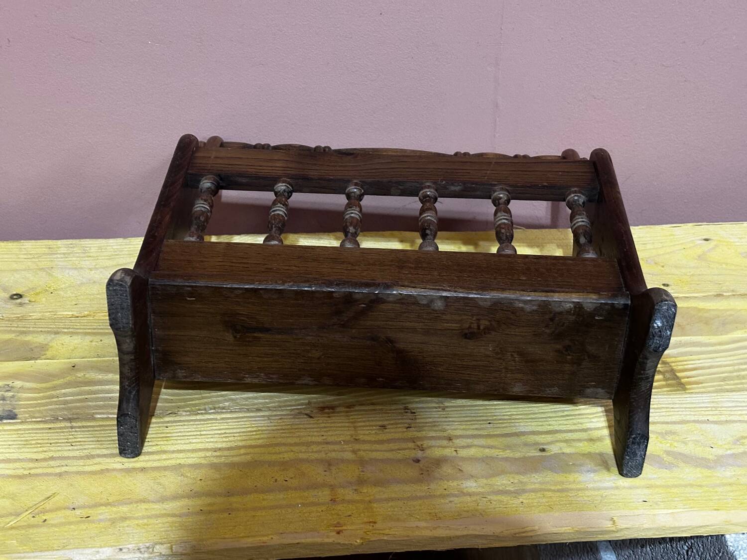 Vintage wooden magazine rack, Denmark
