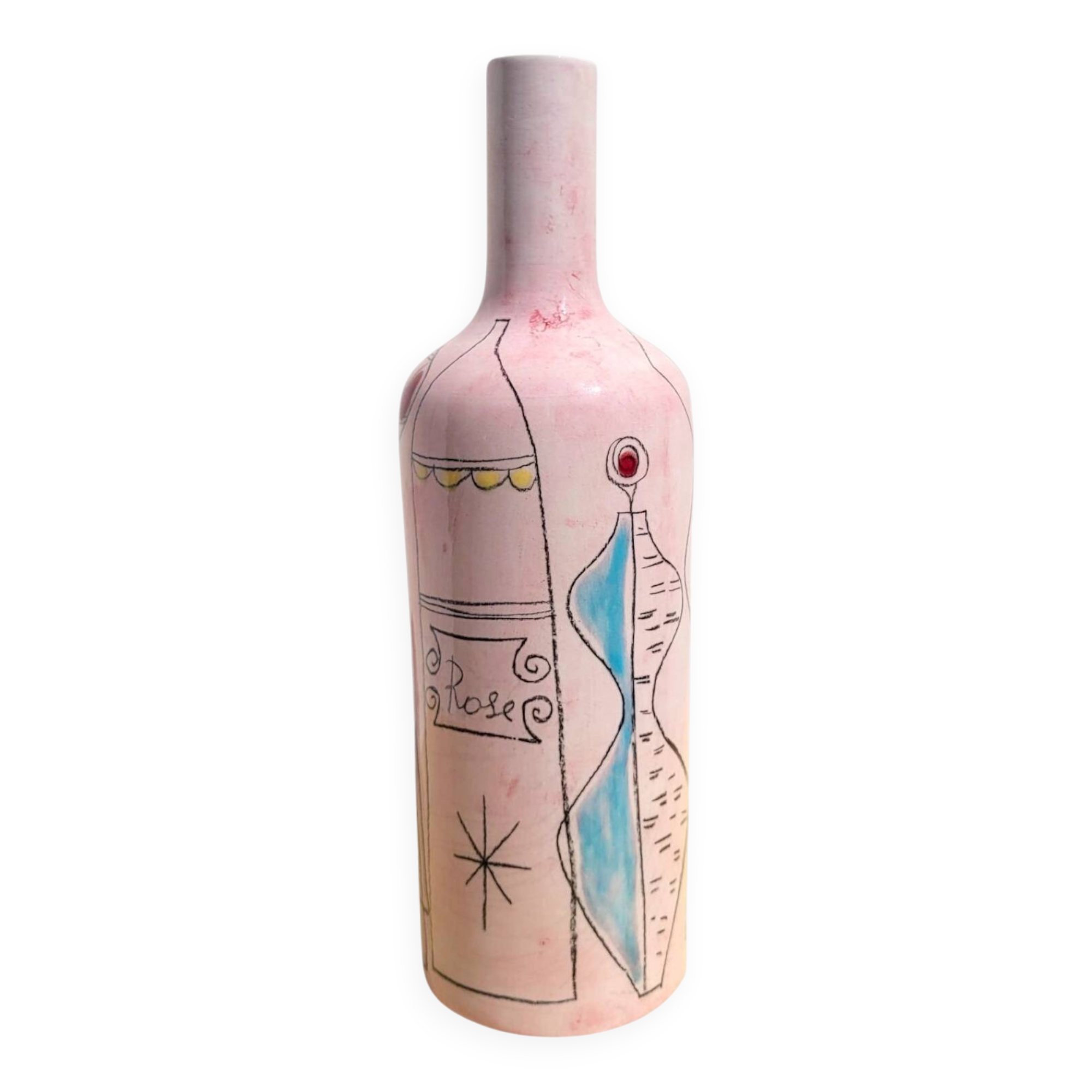 Pink soliflore vase bottle Sct Prato Italy