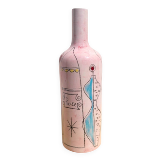 Bouteille, vase soliflore rose Sct Prato Italie