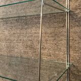Half-moon design shelf in chromed metal and glass