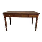 Walnut and pine drapery farmhouse table