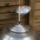 Polished steel pendant lamp with opaline cone 70s
