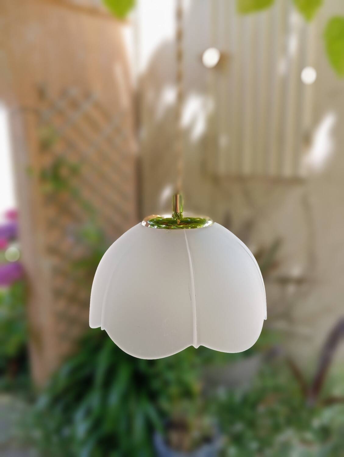 Lampe baladeuse verre dépoli blanc, vintage