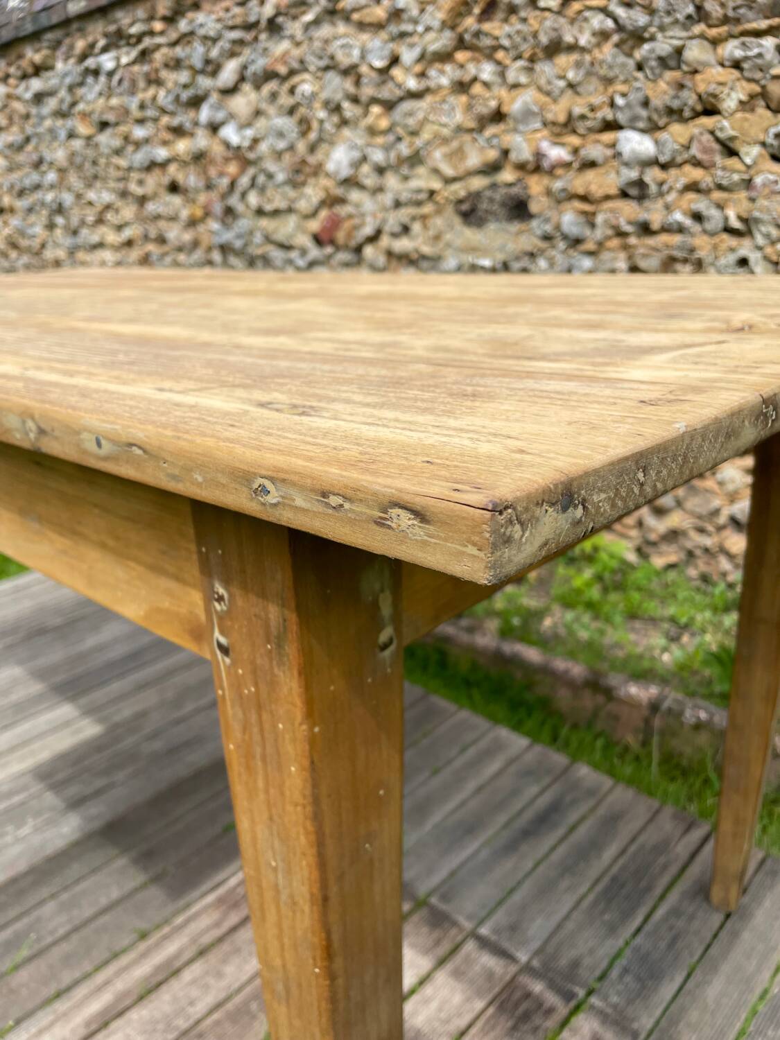 Old light wood farm table