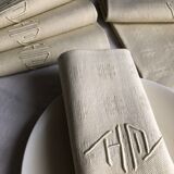 Antique napkins damascus and monogrammed tinted fresh butter