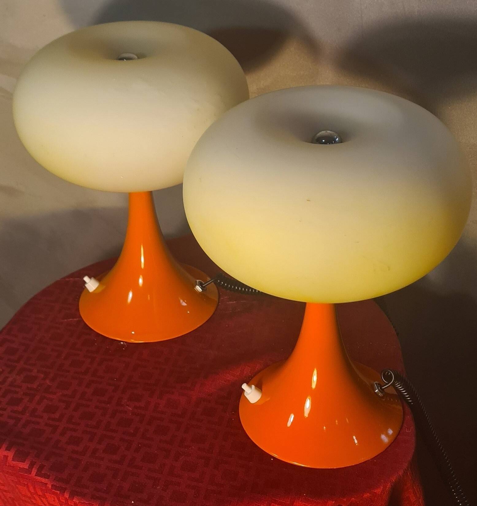 Pair of Prisma Mushroom Table Lamps 1975 to 80, Ufo A Space 30x22