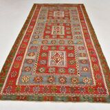 5x11 Kilim Red & Blue Geometric Vintage Rug, 168x342Cm