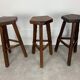 Set of 3 brutalist elm bar stools brand Aranjou