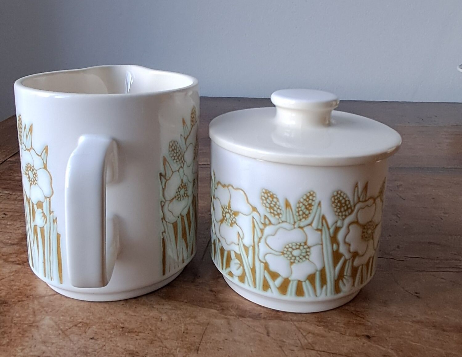 Pot à lait et confiturier Hornsea Fleur. 1970. England