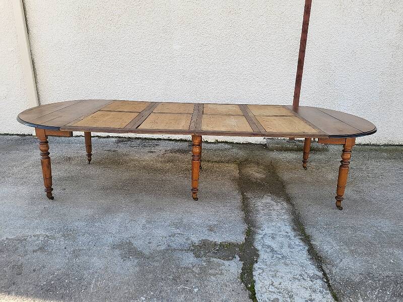 louis philippe 6-leged walnut table from the 19th century 320.50 cm long