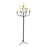Floor chandelier with 13 lights in wrought iron, French folk art 20th century