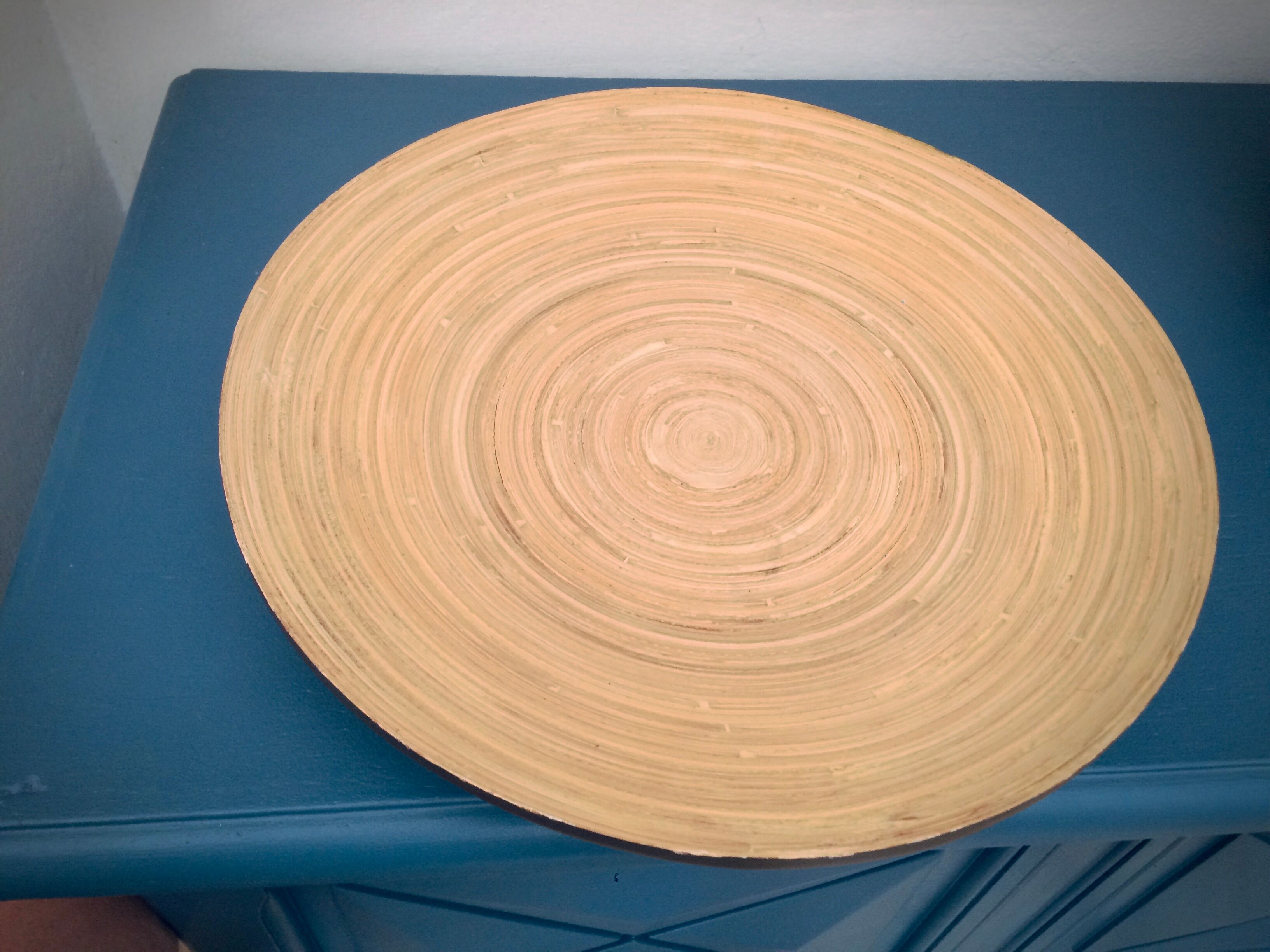 Vintage bamboo round tray