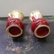 Pair of old beige & red ceramic vases