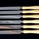 6 old silver blade knives, Hénin Cie hallmark + Minerva + case C651