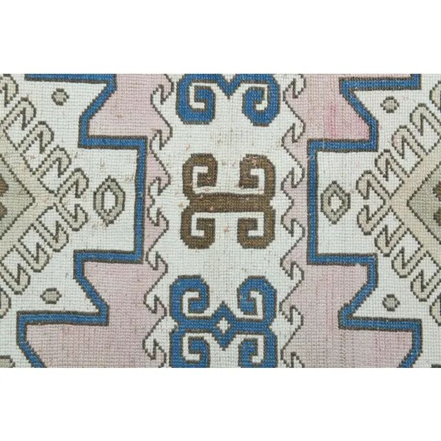 1970s Vintage Turkish Oushak Handmade Wool Cotton Pink Area Rug 130x190