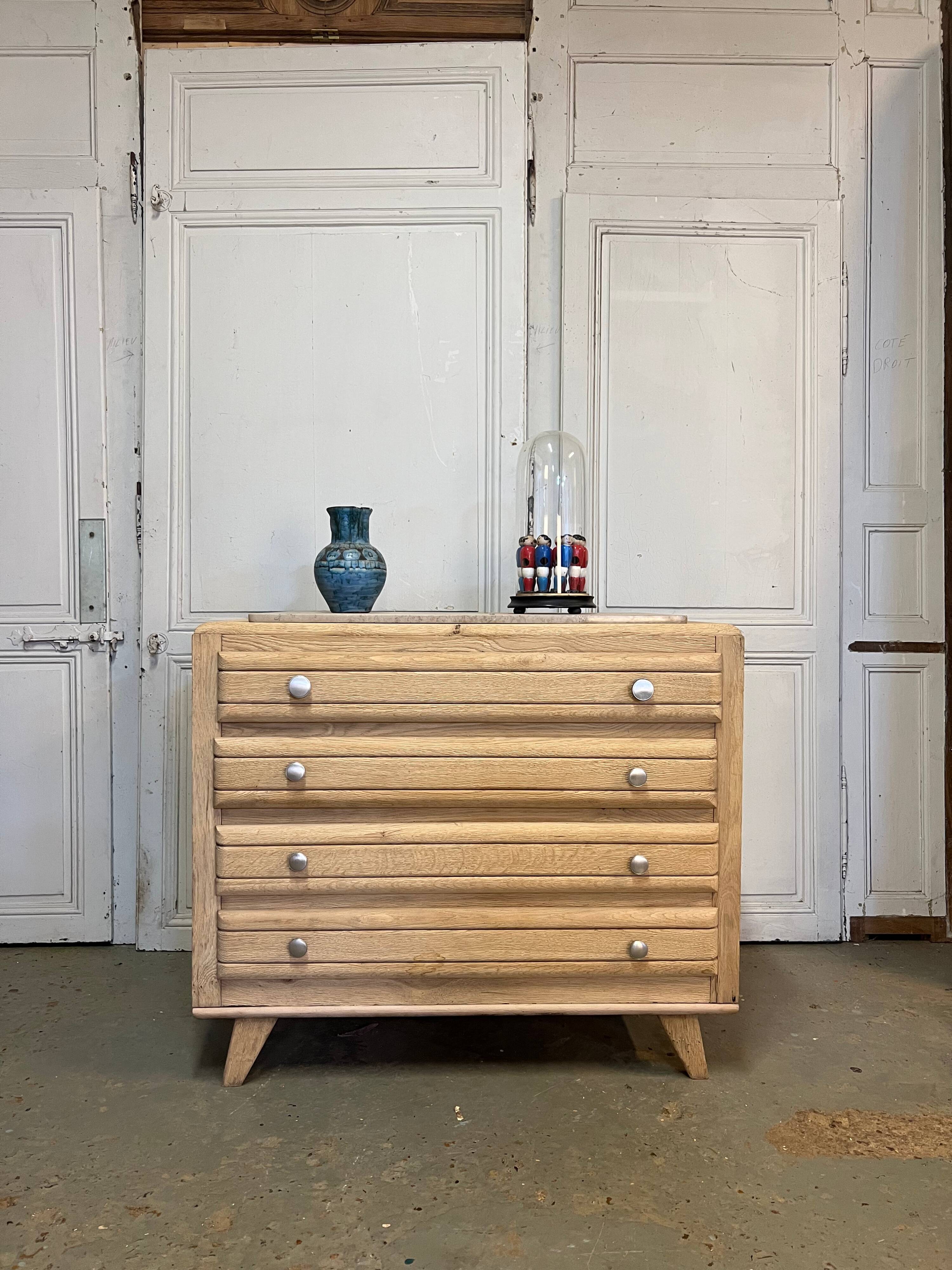 Commode vintage chêne brut