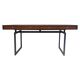 Wooden desk with drawers and black lacquered legs.