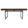 Wooden desk with drawers and black lacquered legs.
