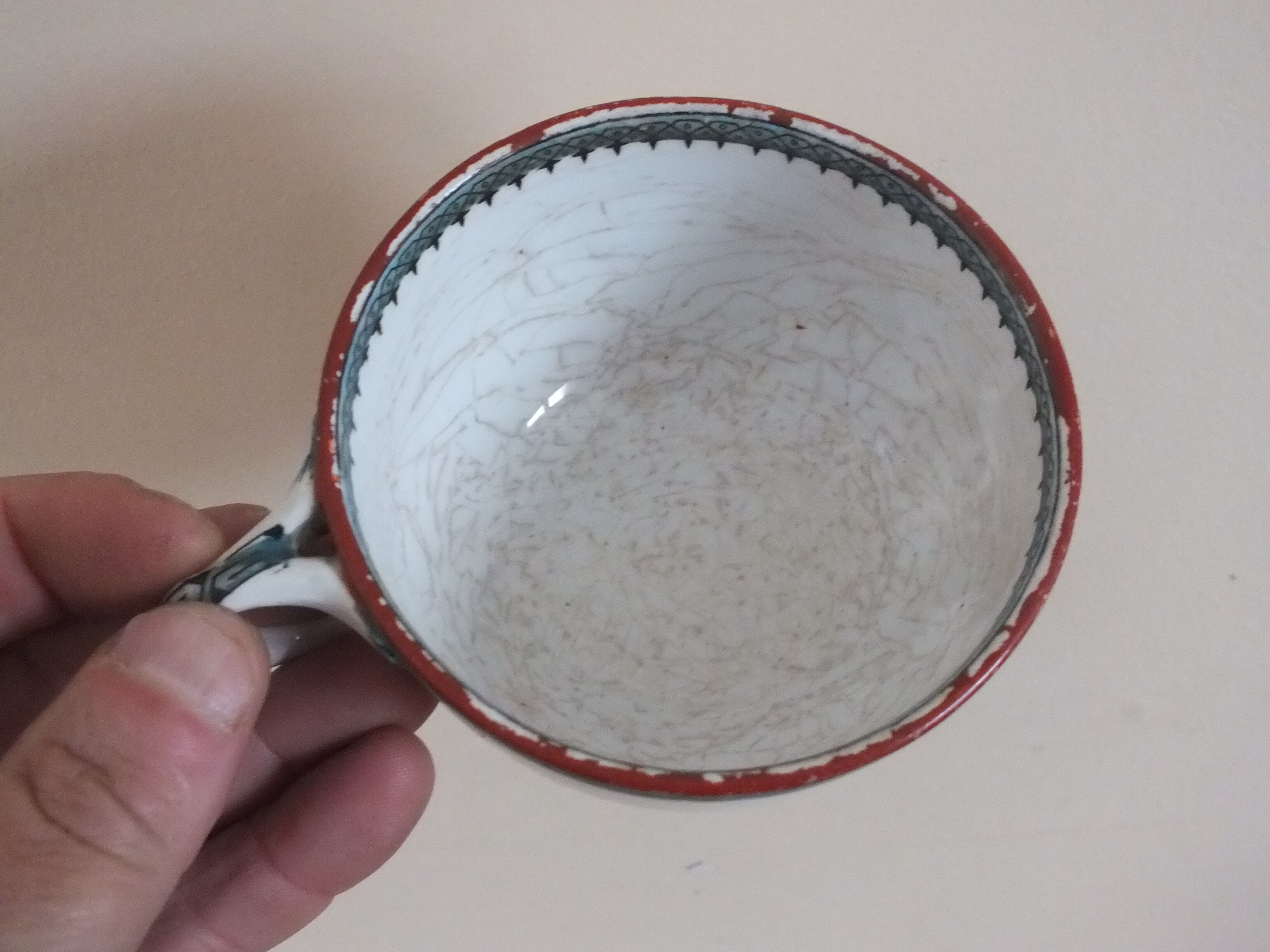 3 cups of English porcelain decorated with butterflies