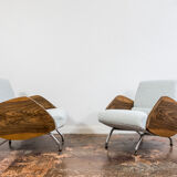 Pair of lounge chairs in Kvadrat/Sahco Boucle "360" by Janusz Różański, 1950's