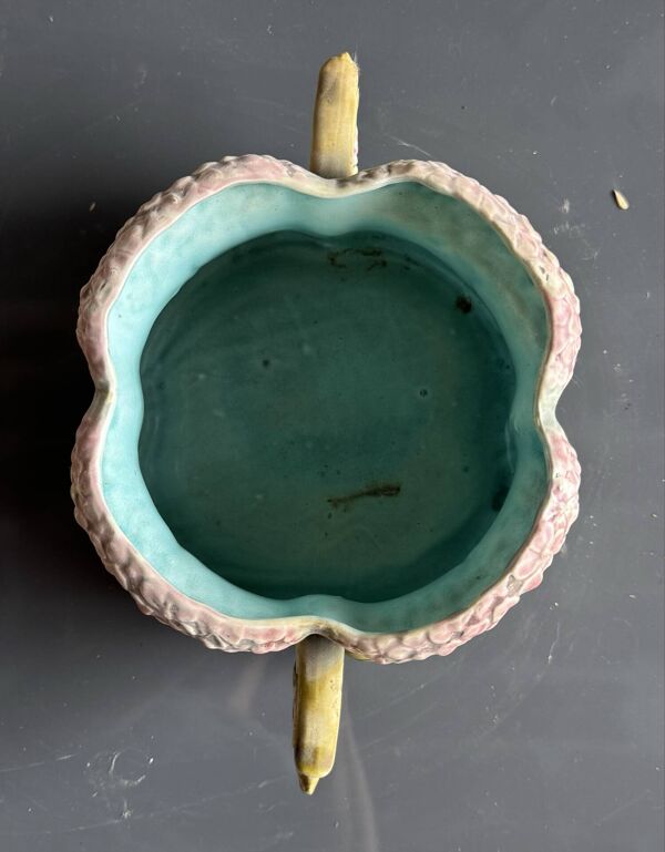 Rare et authentique cache-pot Art Nouveau en barbotine - Faiencerie d'