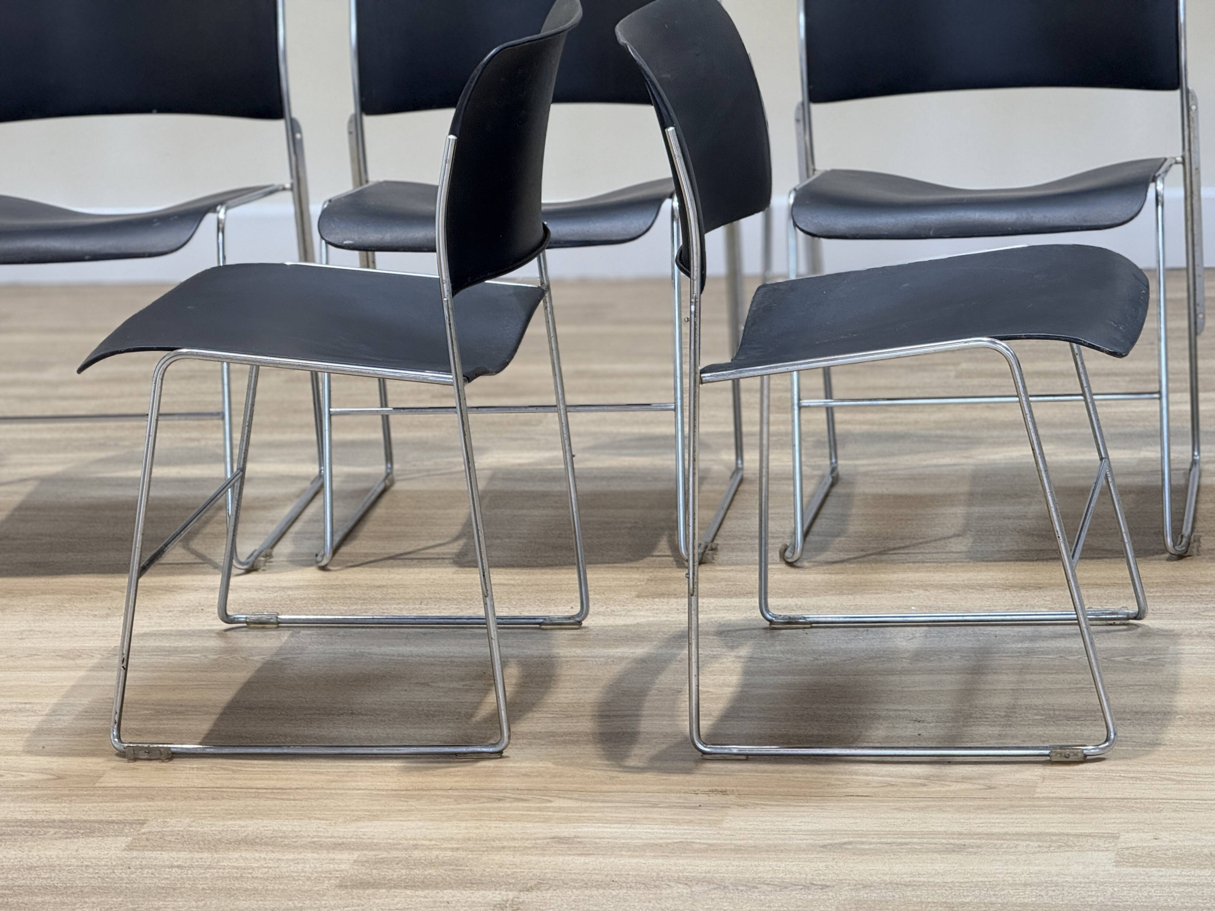 Set Of 8 Chairs By David Rowland (In Black Metal)