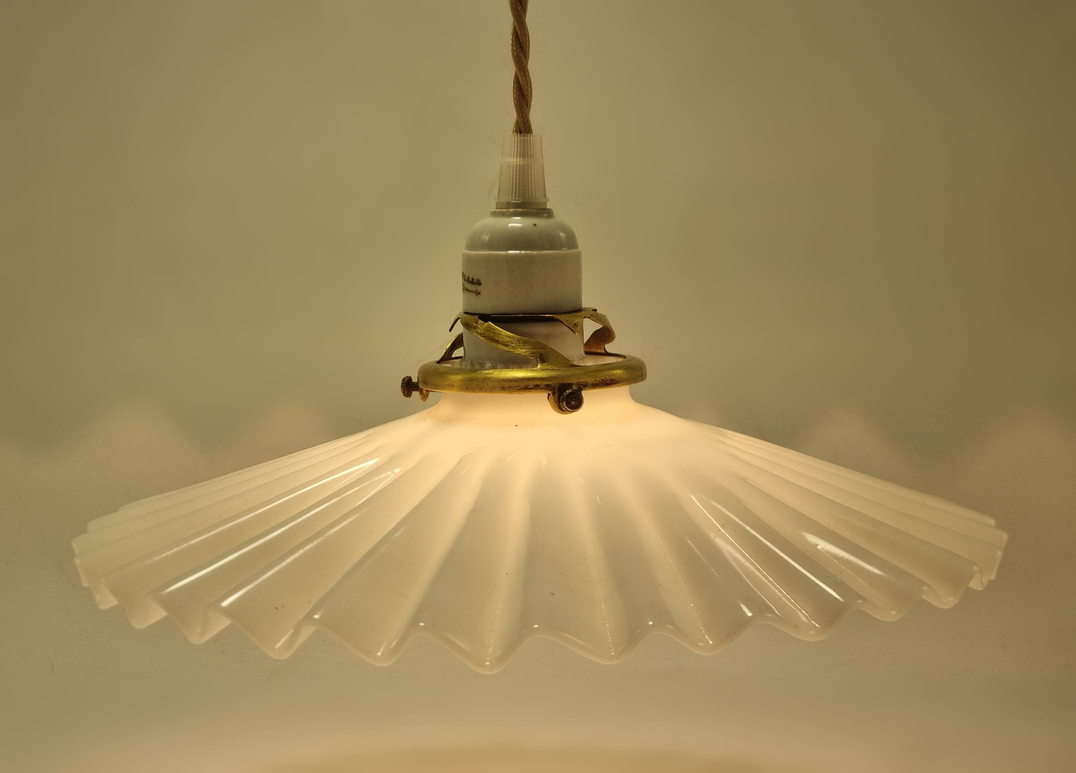 Opaline glass pendant light