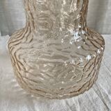 Vintage Scandinavian vase from the 1960s, textured tinted glass