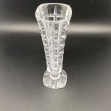 Glass vase, soliflore type, with square patterns
