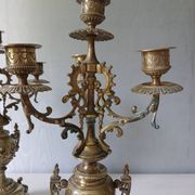 Paire de chandeliers bronze style Louis XVI – 4 feux – 38 cm
