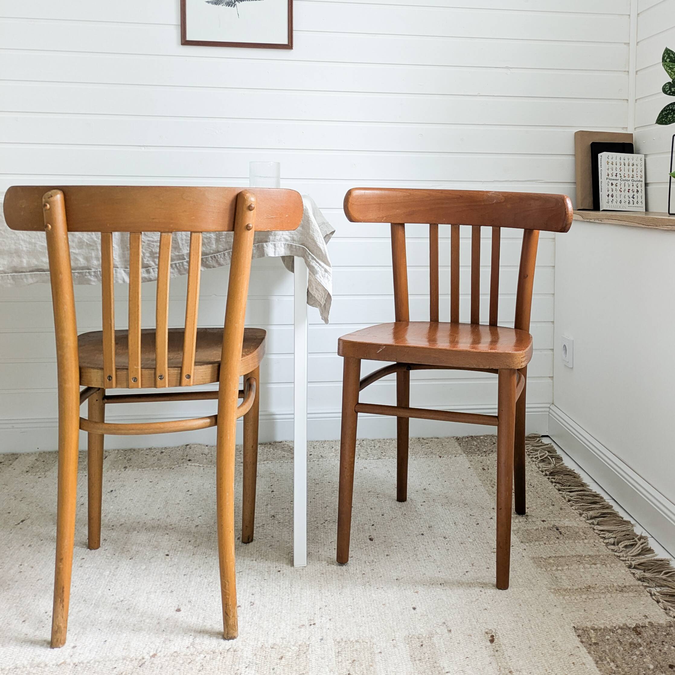 2pcs Chaise de café Chaise de bistrot Mid Century Vintage Café Bistro Streb